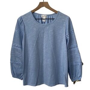 Linda Leal Peasant Blouse Large Baby Blue
